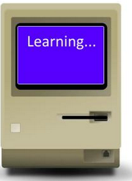 Computer with the word learning on screen